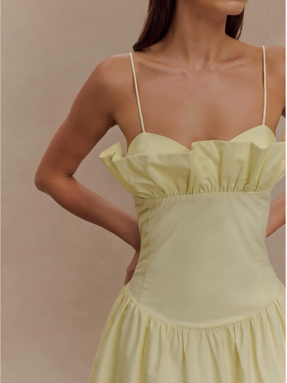 Meshki Pale Yellow Ruffle-Bust Maxi Dress - Picture 3 of 8